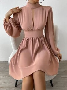 Calvaya Valentine's Day Women Heart Pattern Twist Knot Waist Midi Dress
