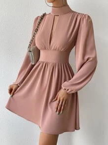 Calvaya Valentine's Day Women Heart Pattern Twist Knot Waist Midi Dress