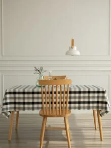 1 Pieza Mantel Tejido De Color Negro Y Blanco Con Cuadros - Blanco y Negro - Ver 5