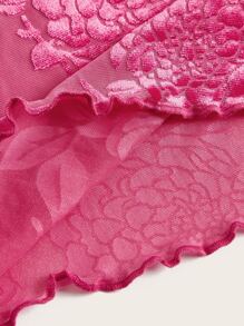 SHEIN ICON Plus Floral Jacquard Mermaid Hem Skirt - Hot Pink - View 3