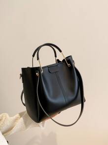Minimalist Top Handle Bag - Black - View 1
