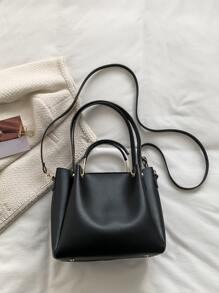 Minimalist Top Handle Bag - Black - View 3