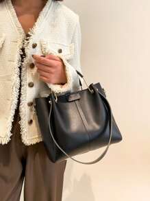 Minimalist Top Handle Bag - Black - View 6
