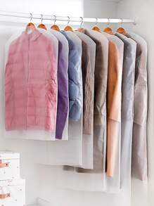 5pcs Clear Clothes Dust Cover - White - View 1