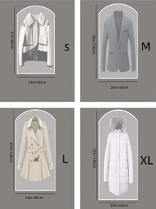 5pcs Clear Clothes Dust Cover - White - View 2