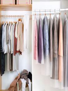 5pcs Clear Clothes Dust Cover - White - View 3