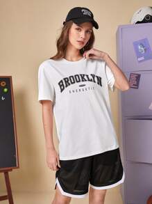 Manfinity RebelGame 1pc Letter Graphic Tee & 1pc Contrast Binding Shorts - Black and White - View 7
