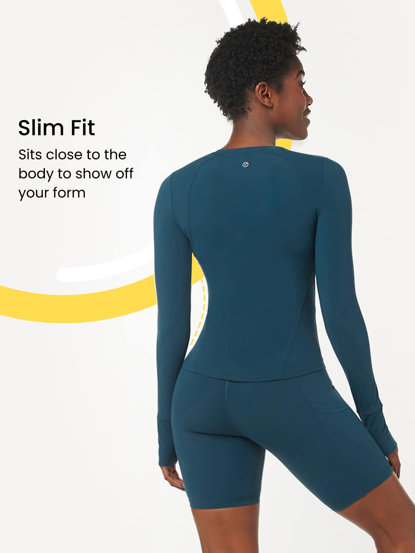 FeatherFit™ Waist Slimming Curved Long Sleeve Top Low Impact Yoga Pilates Daily Summer