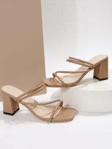 French Style Goddess Sandals For Women, New Design Summer Thick Heel Thin Strap Elegant Strap Goddess High Heel Sandals