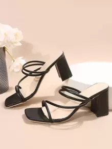 French Style Fenty Wind Platform Sandals For Women, New Summer Thick Heel Slim Strap Fashionable High Heel Sandals - Black - View 5