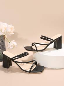 French Style Fenty Wind Platform Sandals For Women, New Summer Thick Heel Slim Strap Fashionable High Heel Sandals - Black - View 6