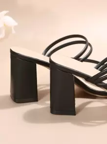 French Style Fenty Wind Platform Sandals For Women, New Summer Thick Heel Slim Strap Fashionable High Heel Sandals - Black - View 7