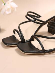 French Style Fenty Wind Platform Sandals For Women, New Summer Thick Heel Slim Strap Fashionable High Heel Sandals - Black - View 8