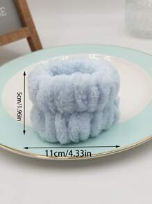 Muñequera difusa de unicolor de 2 piezas, muñequera azul para baño - Azul - Ver 2