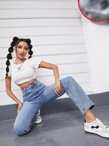 Slant Pocket Straight Leg Jeans - Light Wash - View 4