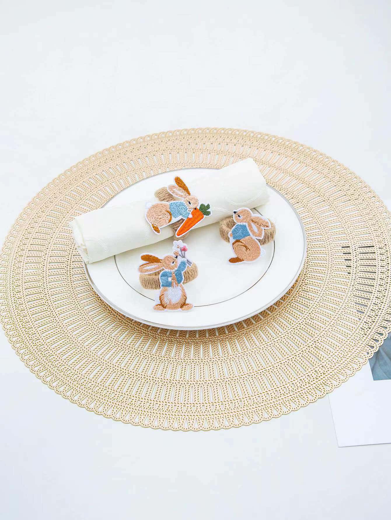 3 piezas Anillo de servilleta con diseño de conejo - Multicolor - Ver 1