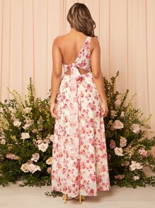 SHEIN Belle 印花單肩伴娘連衣裙 - 彩色 - 查看 1