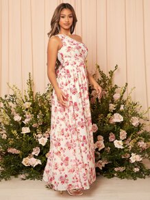 SHEIN Belle 印花單肩伴娘連衣裙 - 彩色 - 查看 6