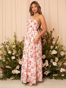 SHEIN Belle 印花單肩伴娘連衣裙 - 彩色 - 查看 8