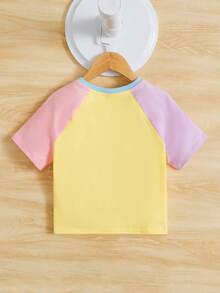 SHEIN Chicas adolescentes Camiseta de color combinado de manga raglán - Multicolor - Ver 2