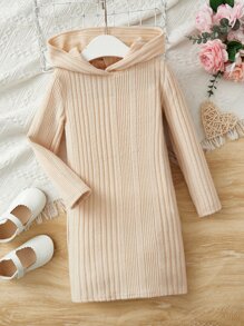 SHEIN 小女童條紋針織連帽洋裝