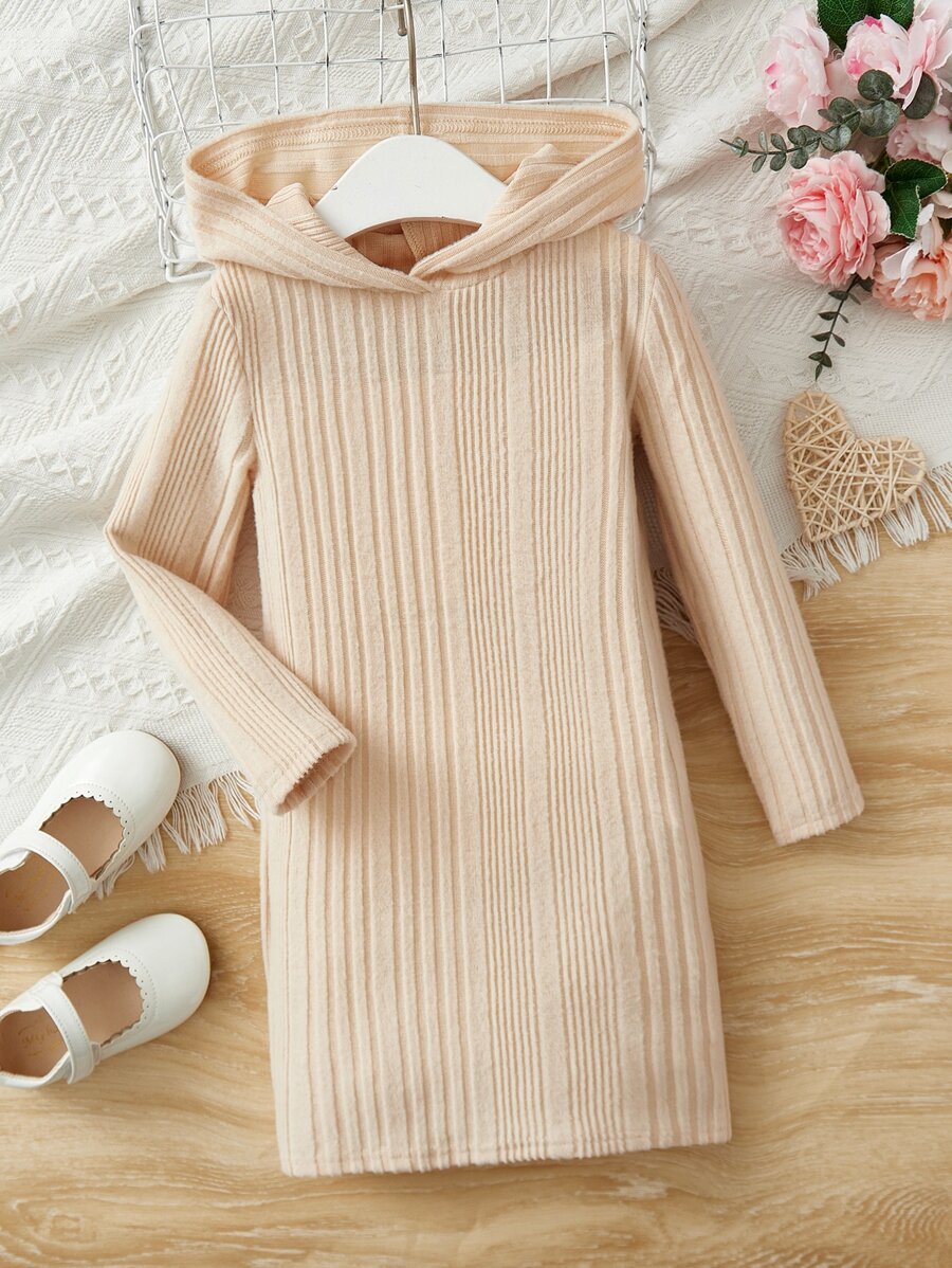 SHEIN 小女童條紋針織連帽洋裝