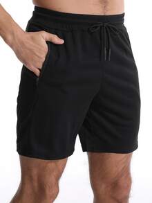 Men Solid Sports Shorts With Towel Loop - Dark Grey - View 3