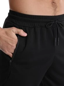 Men Solid Sports Shorts With Towel Loop - Dark Grey - View 4
