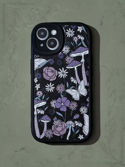 Goth Coque de téléphone portable à motif champignon