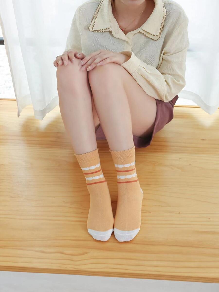 條紋圖案中筒襪 - 彩色 - 查看 1