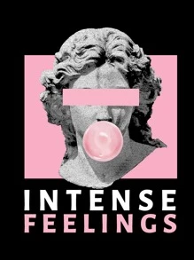 SHEIN Essnce Statue & Letter Graphic Tee - Black - View 4