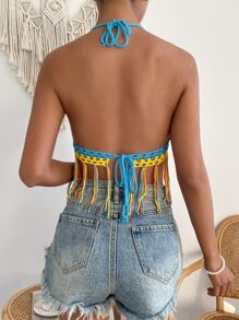 Swim Vcay 流蘇下擺勾織罩衫 - 彩色 - 查看 2