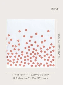 25 件/套白色和玫瑰金一次性餐巾，13*13 英寸 2 层，派对用品，玫瑰金圆点餐巾适用于晚餐毕业典礼结婚周年纪念日鸡尾酒生日派对装饰派对餐巾，圣诞节
