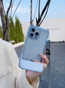 Ốp điện thoại cảm giác da đa chức năng có chân đế và dây buộc, tương thích với iPhone của Apple - Màu xanh lam - Xem 2