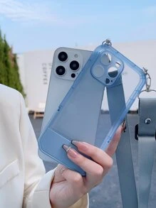 Ốp điện thoại cảm giác da đa chức năng có chân đế và dây buộc, tương thích với iPhone của Apple - Màu xanh lam - Xem 3