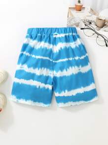 小男童紮染斜口袋短褲 - 藍白色 - 查看 2