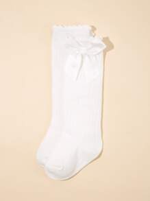 1 đôi vớ đầu gối có nơ cho bé - trắng - Xem 2