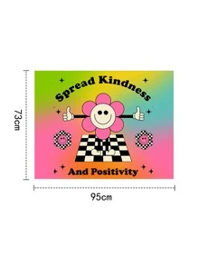 themindfulbutterflyy Slogan & Flower Print Tapestry - Multicolor - View 4