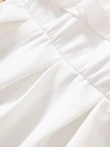 Niñas Vestido de cuello asimétrico ribete con fruncido - Blanco - Ver 3