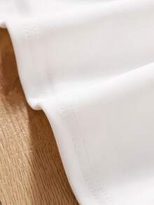 Niñas Vestido de cuello asimétrico ribete con fruncido - Blanco - Ver 4