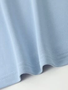 Claim Dot Áo thun hở vai họa tiết hoạt hình & khẩu hiệu dành cho nam - Màu xanh bụi bặm - Xem 4