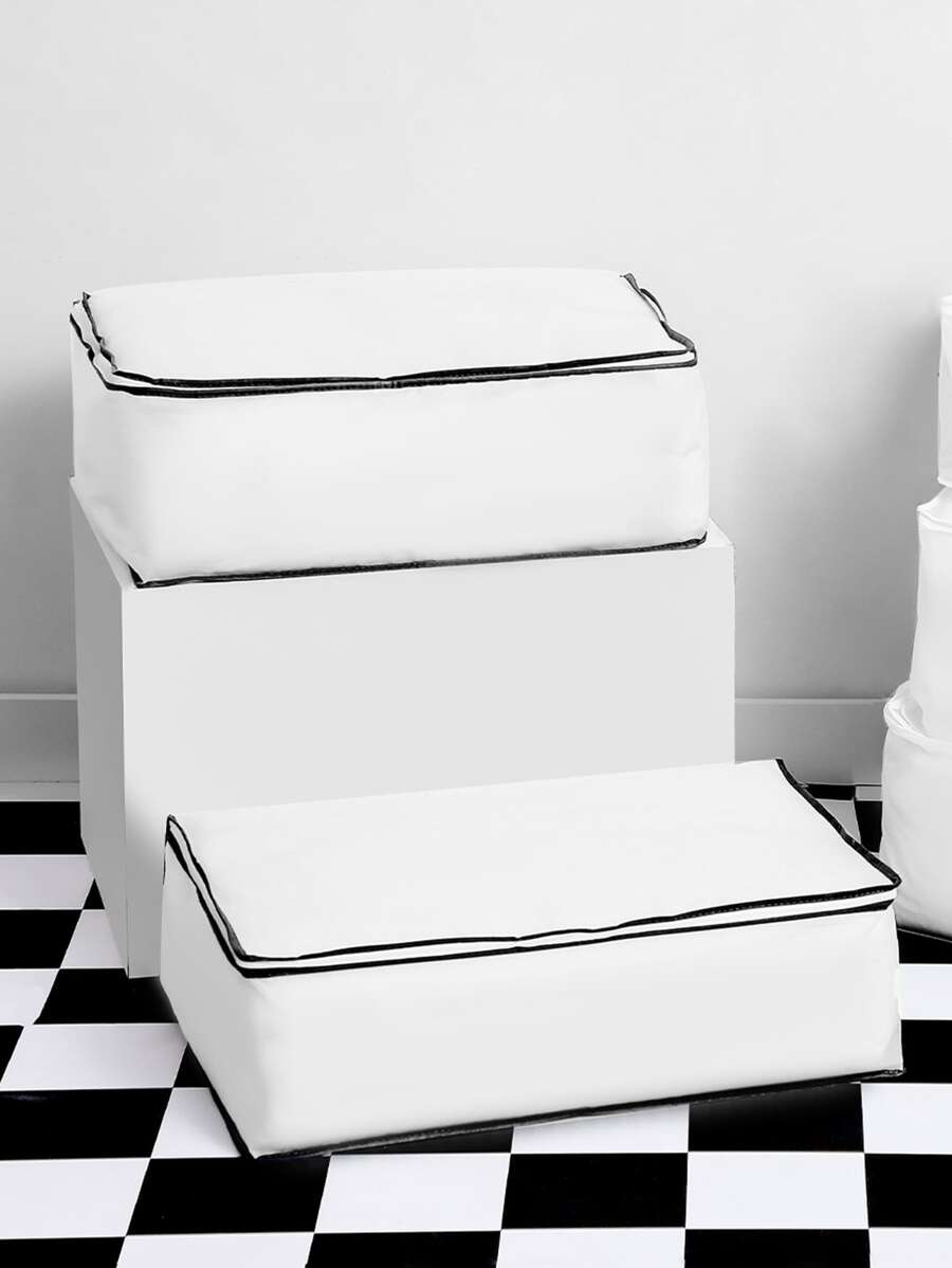 1pc Contrast Binding Waterproof Clothes Storage Bag - Clear - View 1