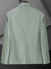 Manfinity Hombres Blazer con botón con diseño con bolsillo - Gris Claro - Ver 2