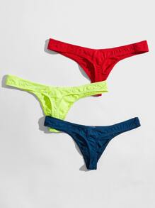 3 paquetes de tangas lisos, ropa interior sexy para hombre - Multicolor - Ver 2