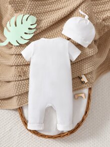 Baby Astronaut Print Jumpsuit - White - View 2