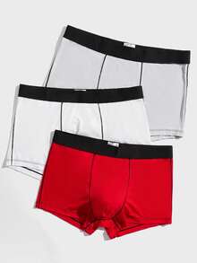 Men 3pcs Contrast Tape Waist Boxer Brief - Multicolor - View 3