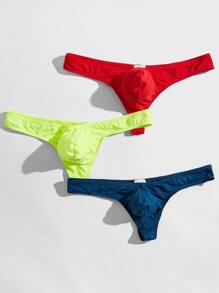 3 paquetes de tangas lisos, ropa interior sexy para hombre - Multicolor - Ver 3