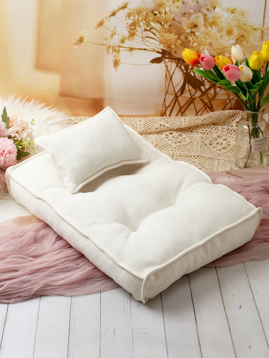 Newborn Photography Solid Pillow & Mattress Prop - Beige - View 1