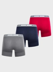 Men 3pcs Letter Tape Waist Boxer Brief - Multicolor - View 2