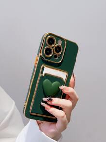 Funda para teléfono con ranura para tarjetas y diseño de manzana para decoración - Verde - View 2
